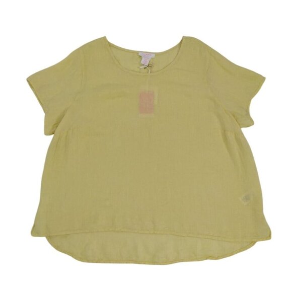 Women's yellow short-sleeved round-neck blouse by Only Necessities. Size 2X. - Picture 1 of 5